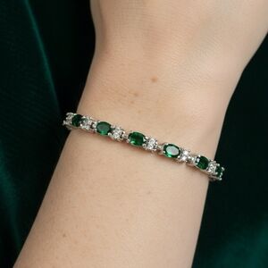 Avon Green and Silver Gemstone Bracelet